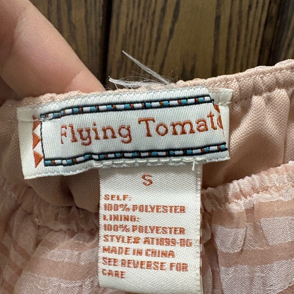Flying Tomato Peach Striped Ruffle Blouse - Picture 2 of 4